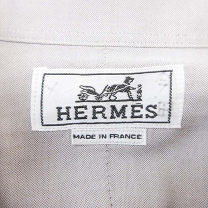 Hermes button Buttondown Jacket Shirt Top Cotton 16.5 42 Gray Second — view 6