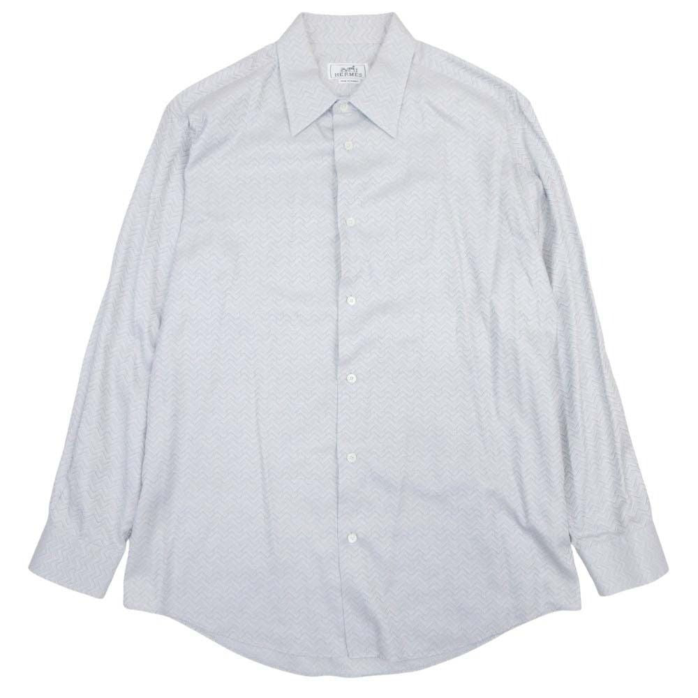 Hermes Pattern Shirt Top Cotton button 16.5 42 Second