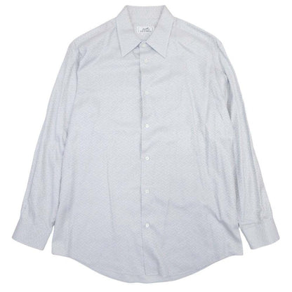 Hermes Pattern Shirt Top Cotton button 16.5 42 Second