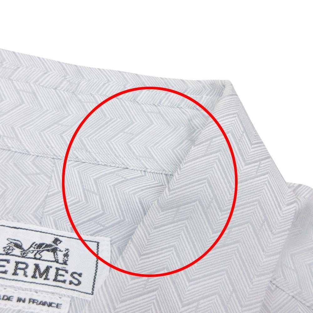 Hermes Pattern Shirt Top Cotton button 16.5 42 Second — view 7