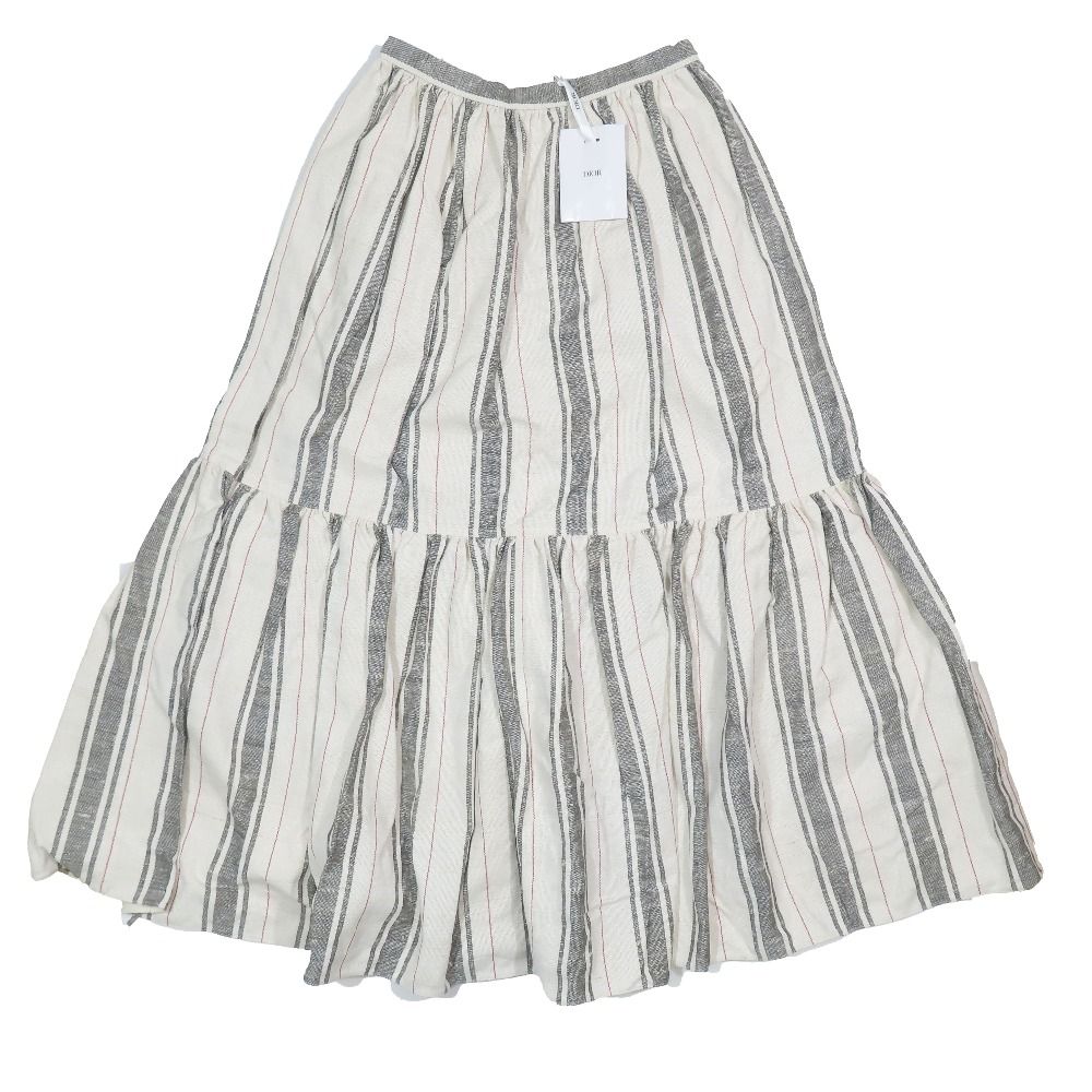 Dior Dio Cotton Silk skirt 46 Beige Black LadySecond