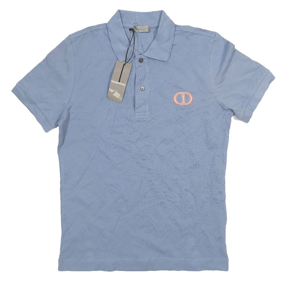 Dior CD Logo Embroidery Short Sleeve bshirt Top Cotton Blue Second