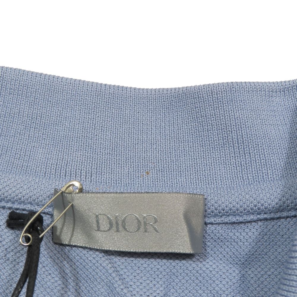 Dior CD Logo Embroidery Short Sleeve bshirt Top Cotton Blue Second — view 6