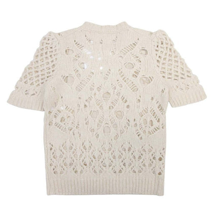Dior Dio Short Sleeve Nineb knit Lecashmere Sweater 42 Ivory LadySecond — view 2