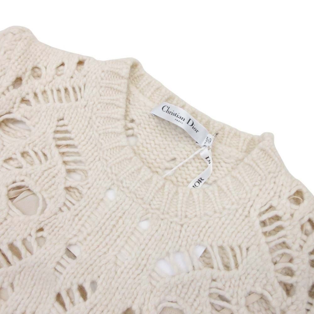 Dior Dio Short Sleeve Nineb knit Lecashmere Sweater 42 Ivory LadySecond — view 3