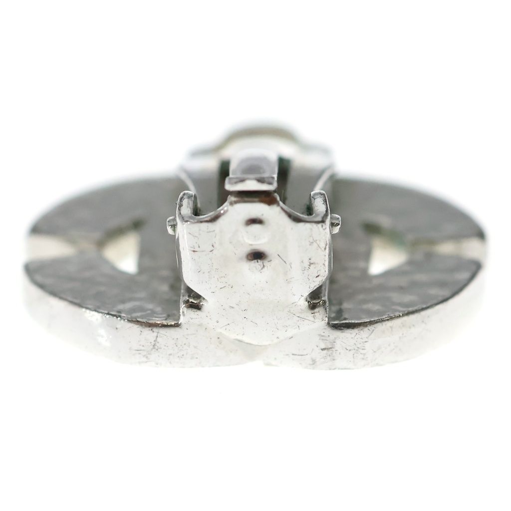 Chanel CC Logo Rhinestone Bucket Earrings Silver Metal — view 6