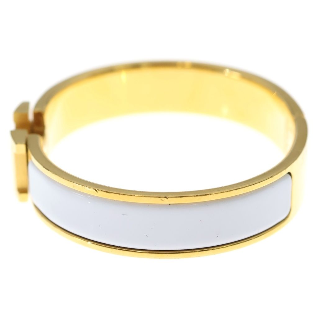 Hermes Clic Clac Bangle Bracelet Gold White — view 4