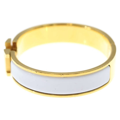 Hermes Clic Clac Bangle Bracelet Gold White — view 4