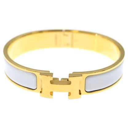 Hermes Clic Clac Bangle Bracelet Gold White