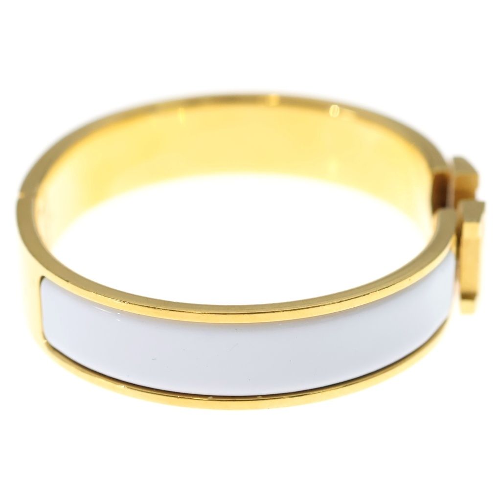 Hermes Clic Clac Bangle Bracelet Gold White — view 3