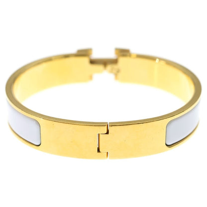 Hermes Clic Clac Bangle Bracelet Gold White — view 2