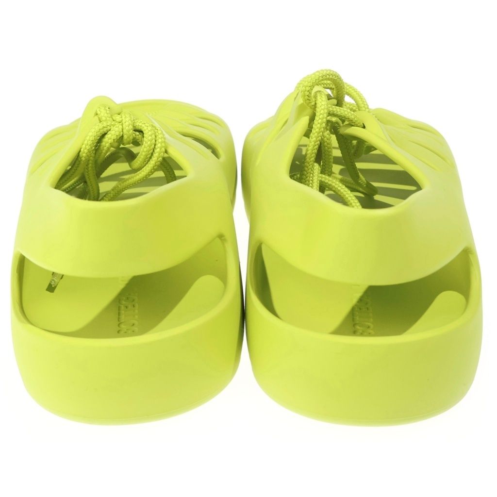 Bottega Veneta Jelly Flat Open Toe Lace Up Rubber Sandals Yellow — view 3