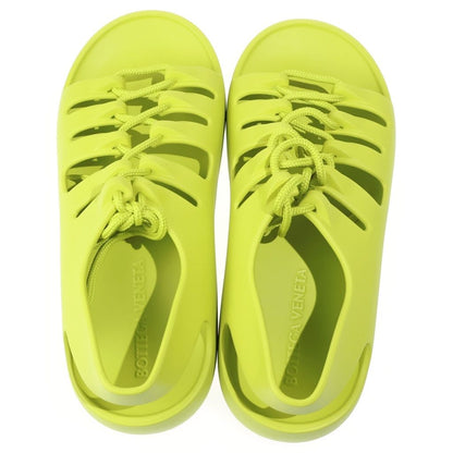Bottega Veneta Jelly Flat Open Toe Lace Up Rubber Sandals Yellow — view 4