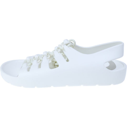 Bottega Veneta Jelly Flat Open Toe Lace Up Rubber Sandals White