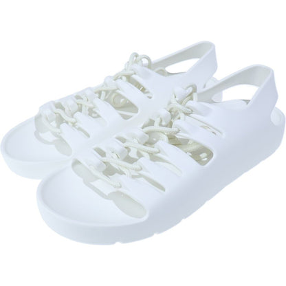 Bottega Veneta Jelly Flat Open Toe Lace Up Rubber Sandals White — view 2