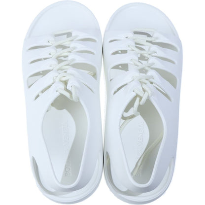 Bottega Veneta Jelly Flat Open Toe Lace Up Rubber Sandals White — view 4