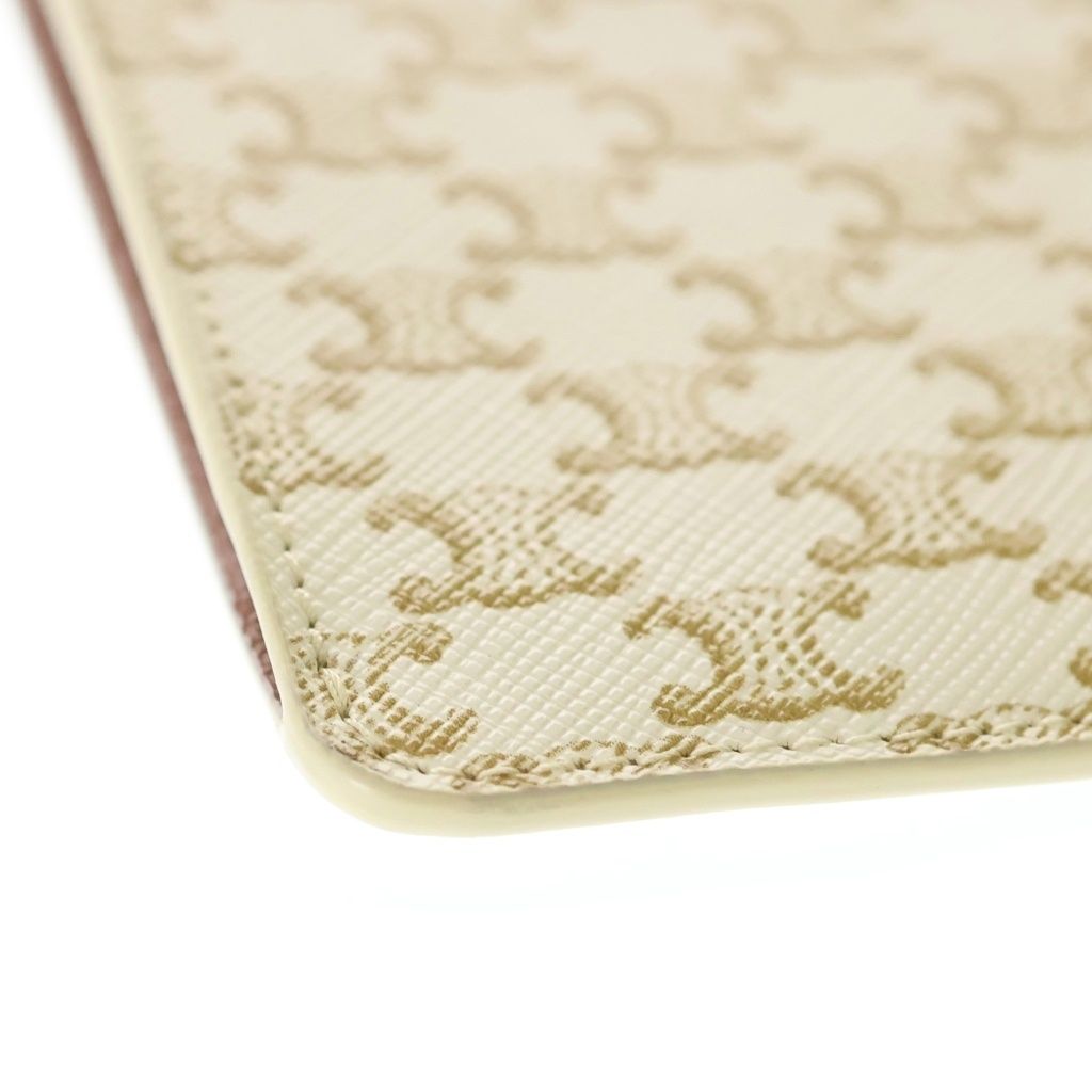 Celine Triomphe Canvas Leather Shoulder Mobile Pouch Brown Ivory — view 5