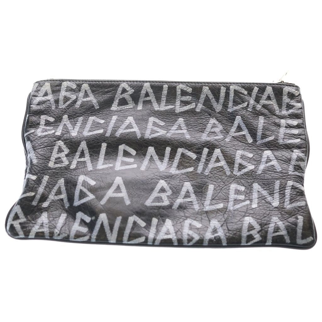 Balenciaga Carry Clip Graphic Logo Print Clutch Black — view 2