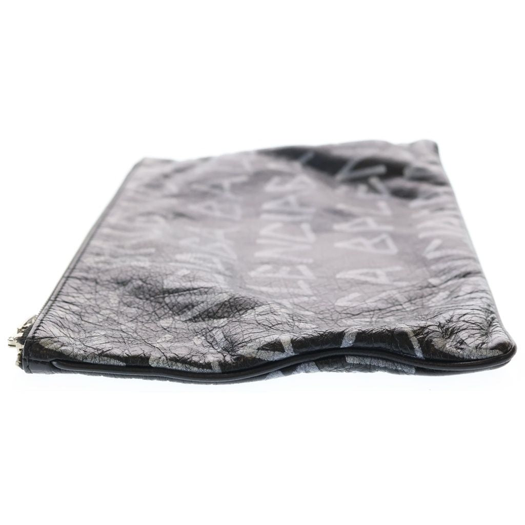 Balenciaga Carry Clip Graphic Logo Print Clutch Black — view 3