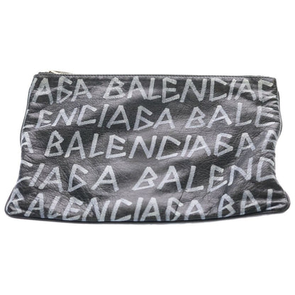 Balenciaga Carry Clip Graphic Logo Print Clutch Black