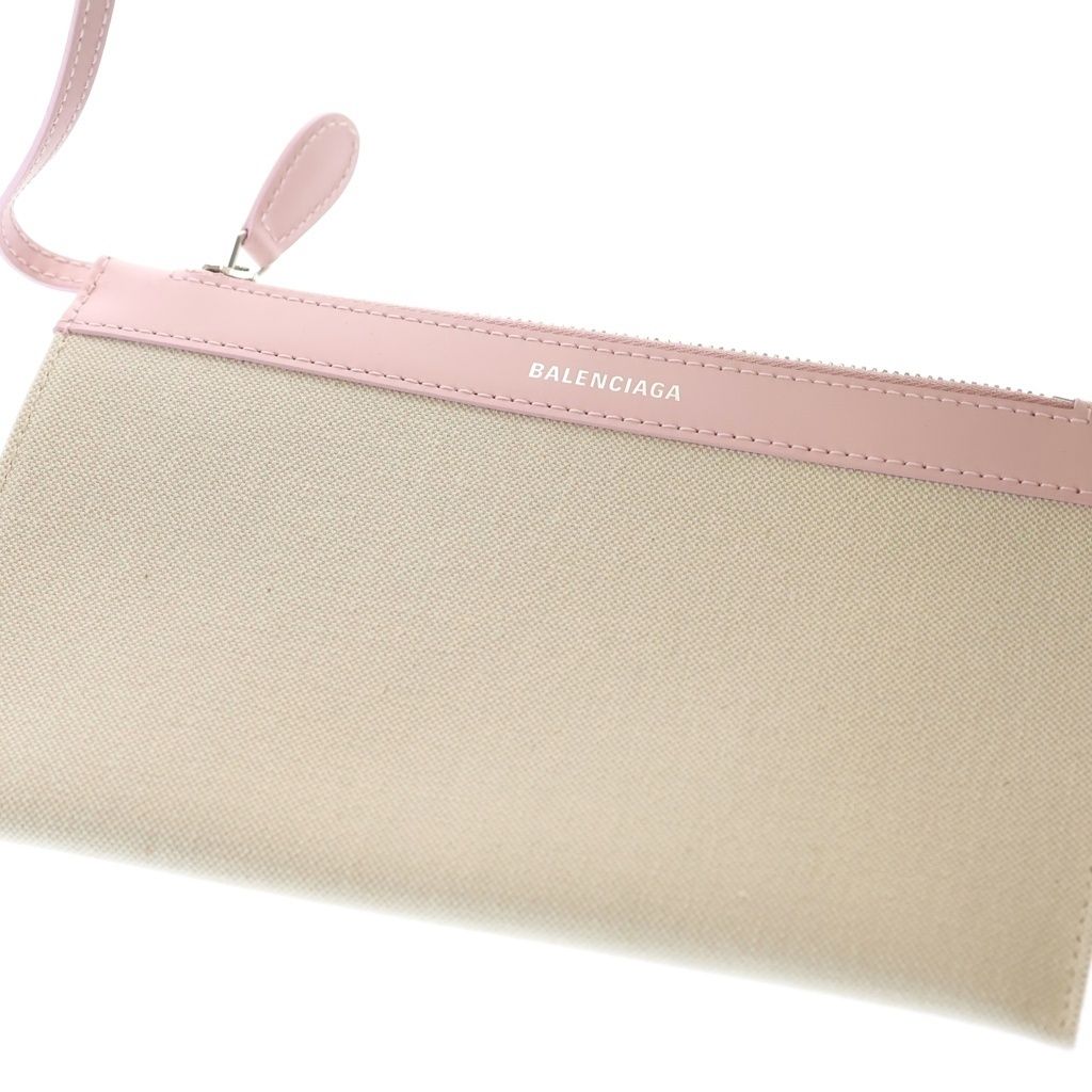 Balenciaga Navy Cabas XS Tote Pink Ivory Canvas Leather Silver — view 6