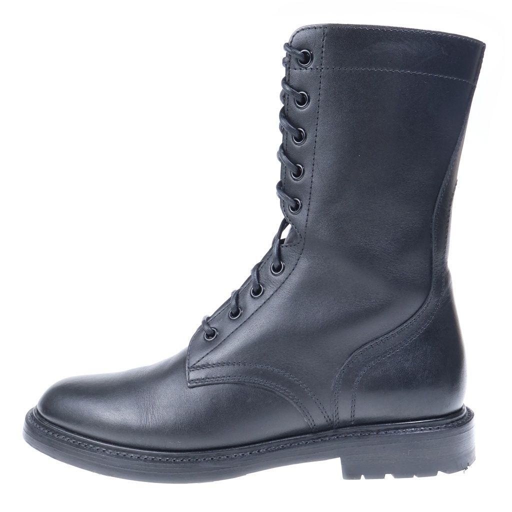 Celine Side Zip Leather les Up Ranger Boots Black