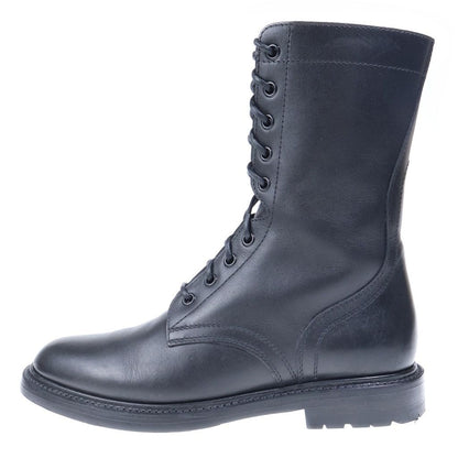 Celine Side Zip Leather les Up Ranger Boots Black