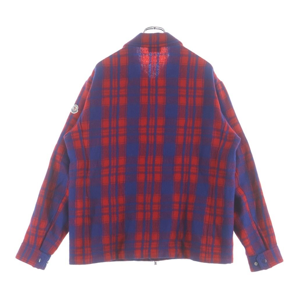 Moncler Camicia Zip Up Wool Jacket Plaid Zip Up Shirt Red Blue — view 2
