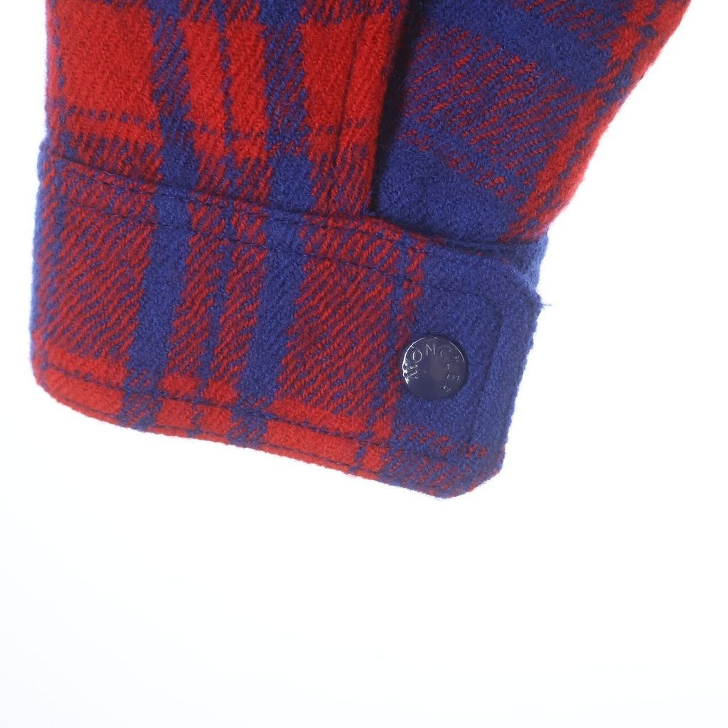Moncler Camicia Zip Up Wool Jacket Plaid Zip Up Shirt Red Blue — view 5