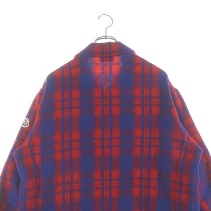 Moncler Camicia Zip Up Wool Jacket Plaid Zip Up Shirt Red Blue — view 4