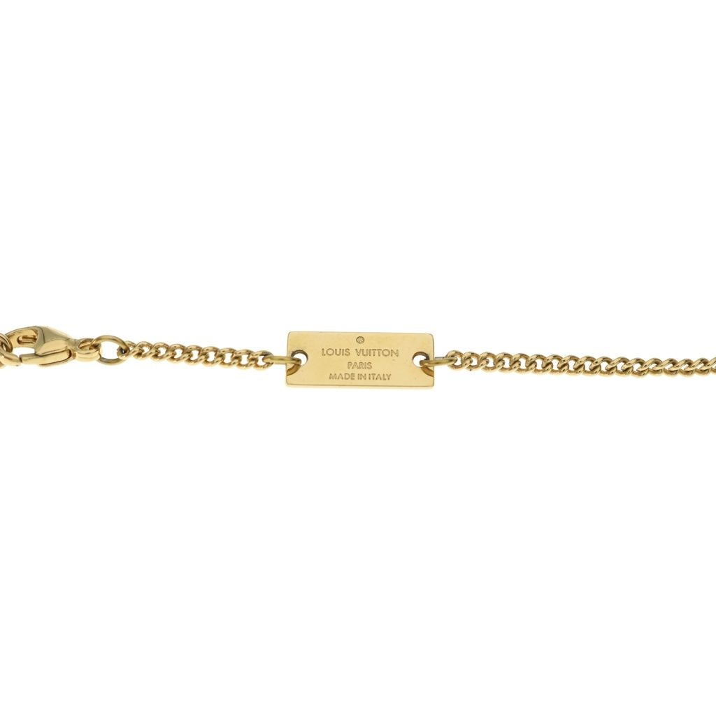 Louis Vuitton Monogram LV Logo Ring Necklace Gold — view 4