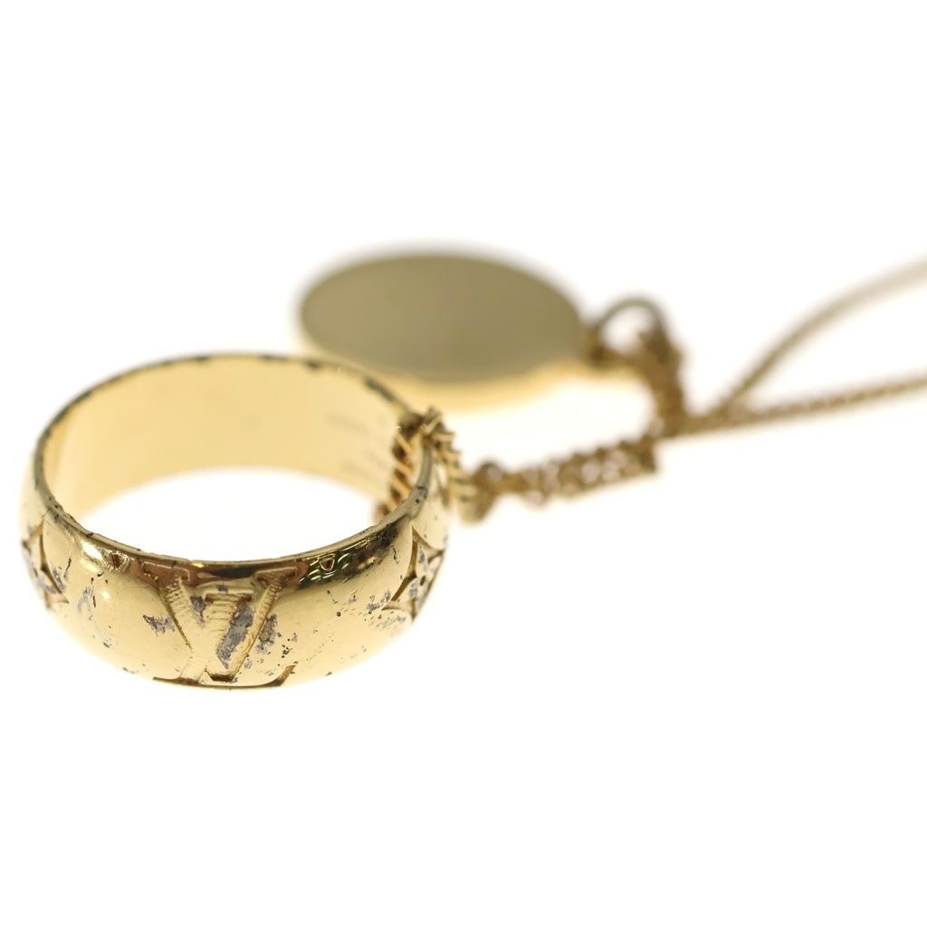 Louis Vuitton Monogram LV Logo Ring Necklace Gold — view 6