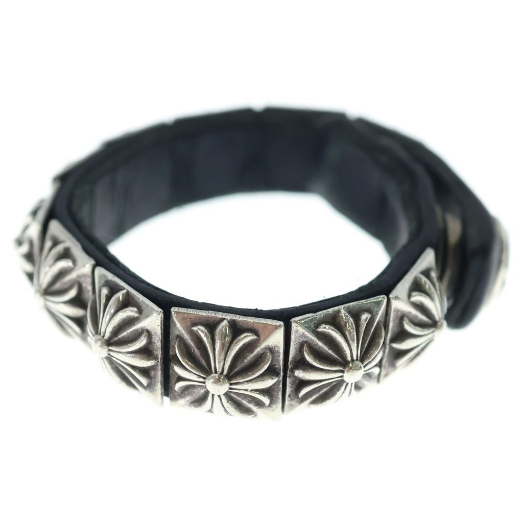 Chrome Hearts Zero Stud Sngl Row Pyramid Studs Single Leather Bracelet Silver — view 4