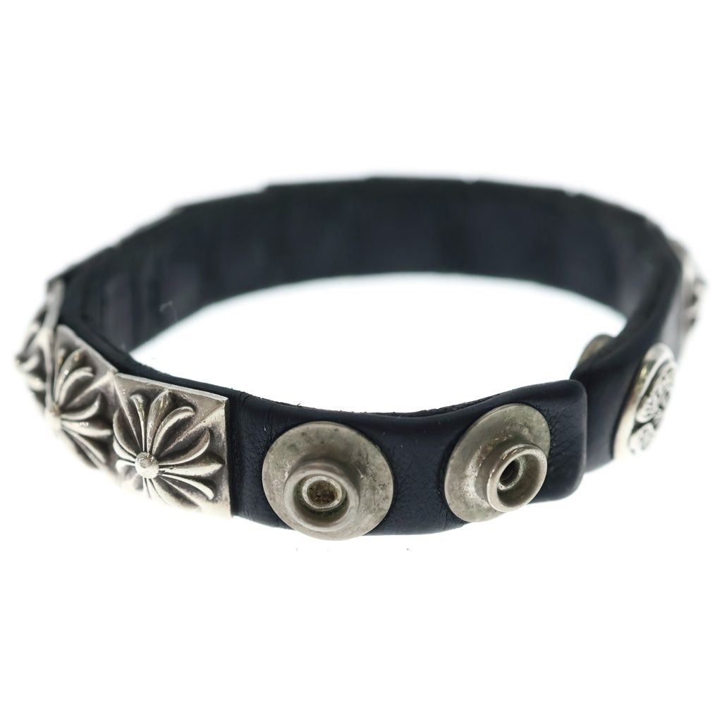 Chrome Hearts Zero Stud Sngl Row Pyramid Studs Single Leather Bracelet Silver — view 5