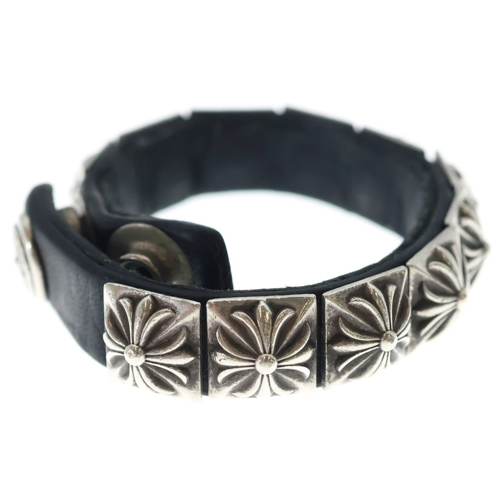 Chrome Hearts Zero Stud Sngl Row Pyramid Studs Single Leather Bracelet Silver — view 3