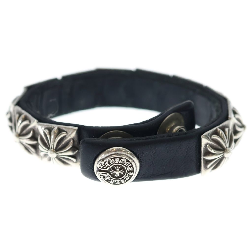 Chrome Hearts Zero Stud Sngl Row Pyramid Studs Single Leather Bracelet Silver — view 2