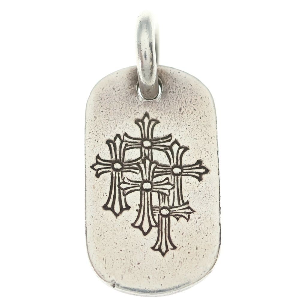 Chrome Hearts Tag Sml Small Dog Tag Cemetery en Gray Gold Silver Necklace Top