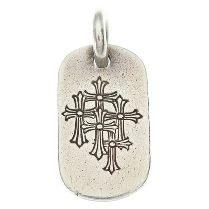 Chrome Hearts Tag Sml Small Dog Tag Cemetery en Gray Gold Silver Necklace Top
