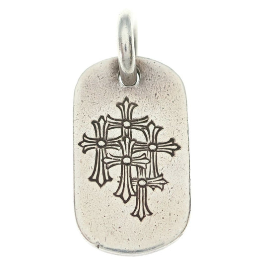 Chrome Hearts Tag Sml Small Dog Tag Cemetery en Gray Gold Silver Necklace Top