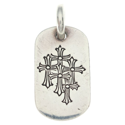 Chrome Hearts Tag Sml Small Dog Tag Cemetery en Gray Gold Silver Necklace Top
