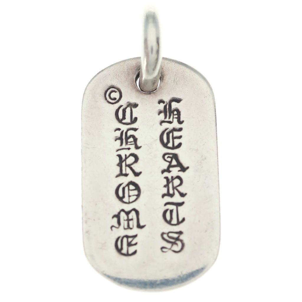 Chrome Hearts Tag Sml Small Dog Tag Cemetery en Gray Gold Silver Necklace Top — view 2
