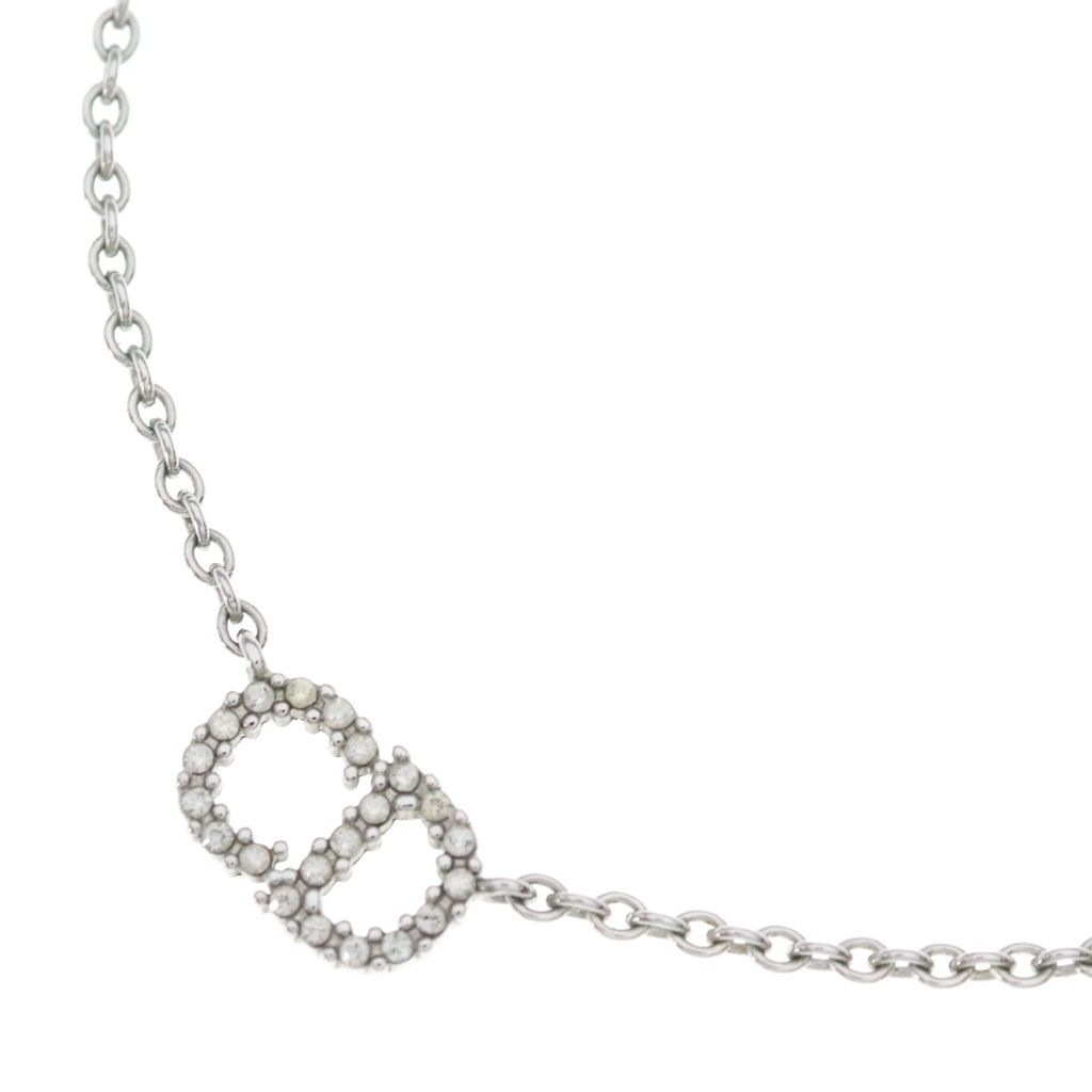 Dior Clair Lune Rhinestone Decoration Necklace Silver