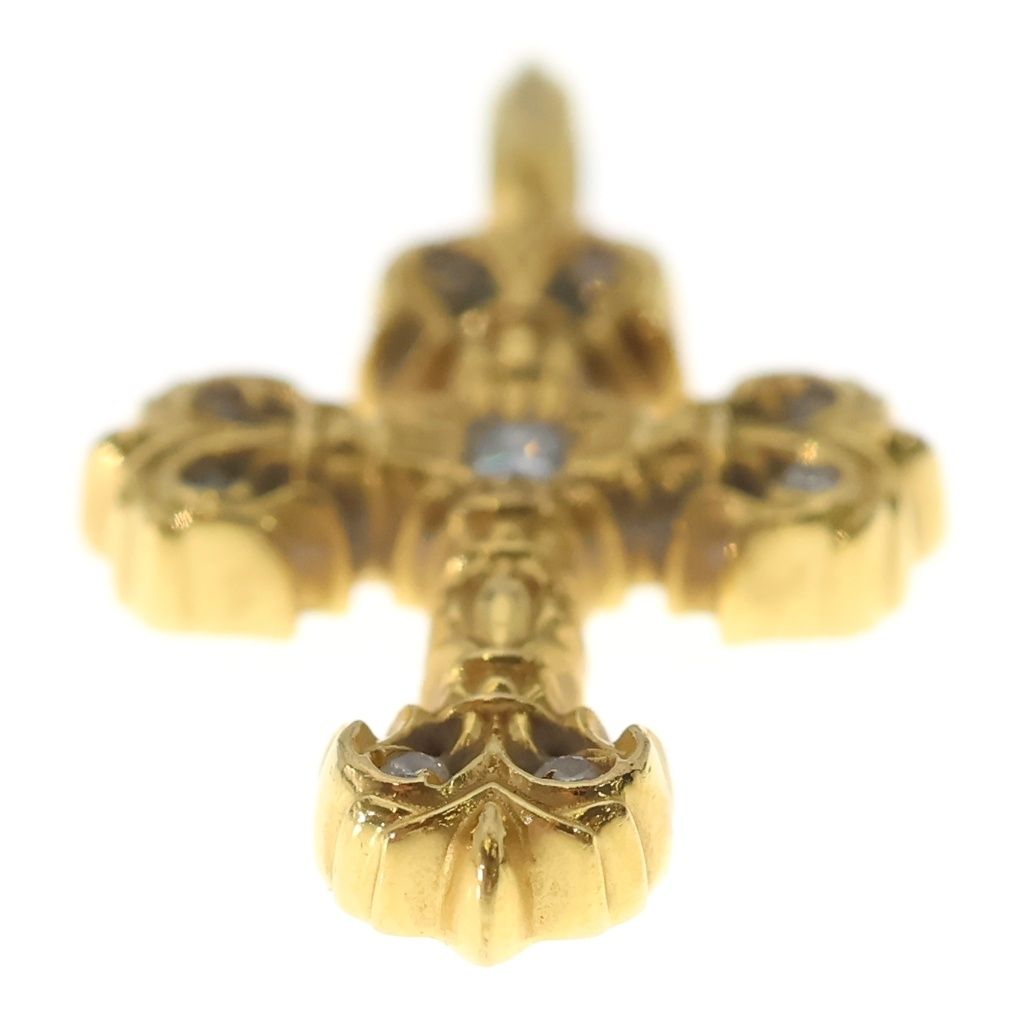 Chrome Hearts 22k Filigree Tiny Dia Cross Aftermarket Diamond Pendant Top Gold — view 5