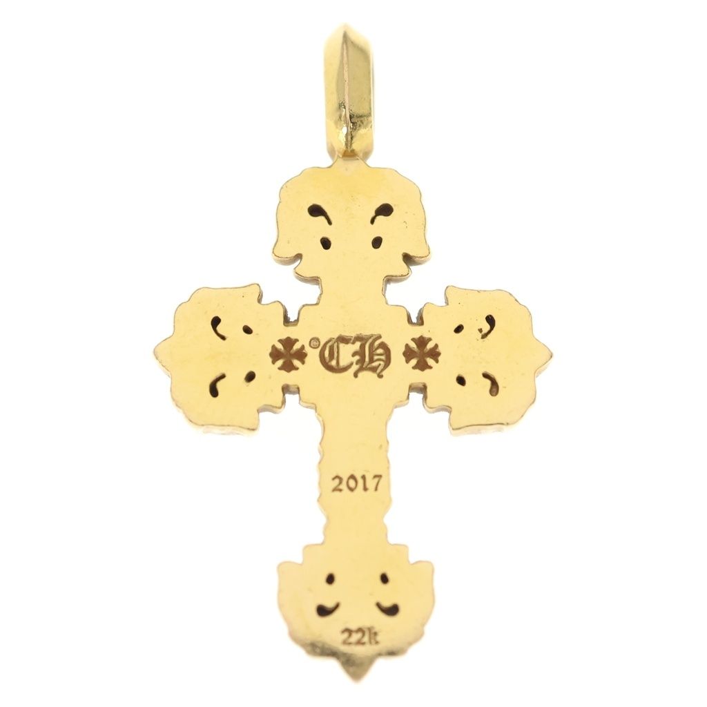 Chrome Hearts 22k Filigree Tiny Dia Cross Aftermarket Diamond Pendant Top Gold — view 2