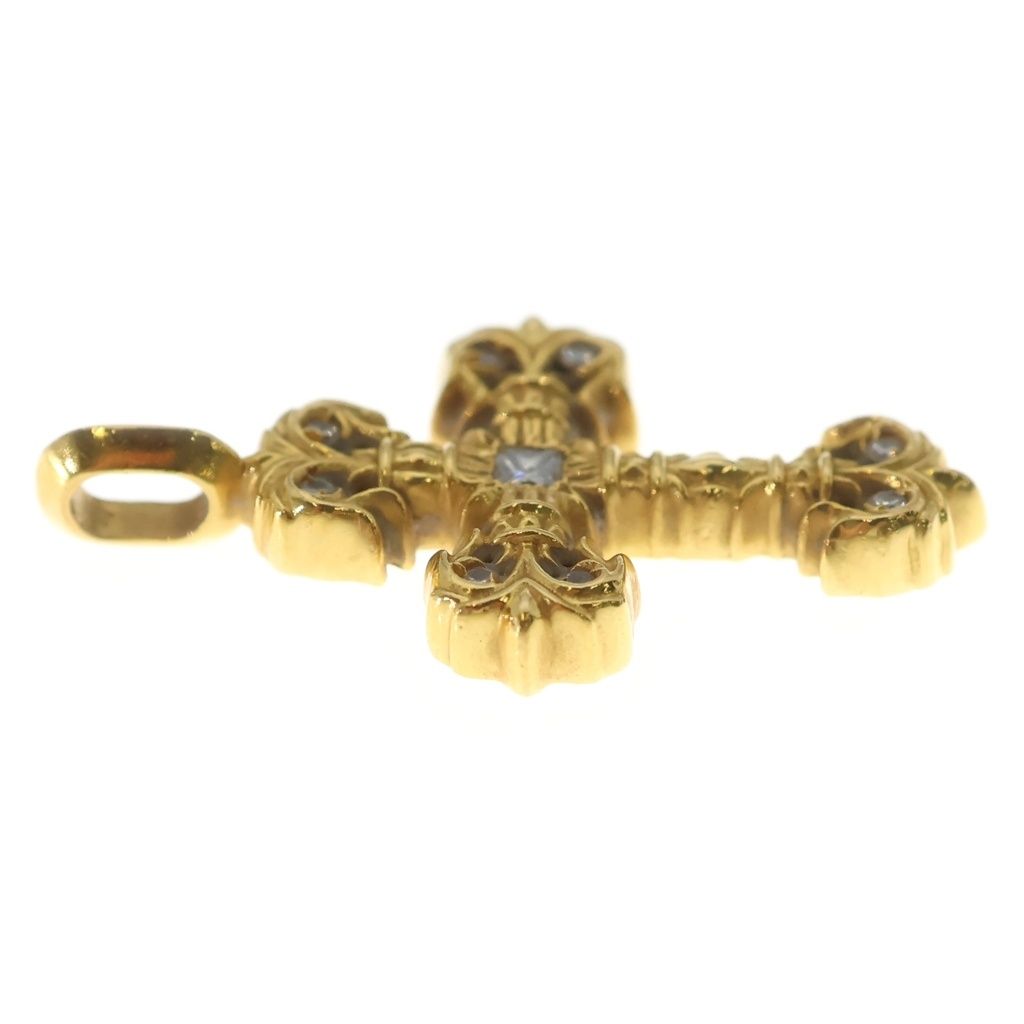Chrome Hearts 22k Filigree Tiny Dia Cross Aftermarket Diamond Pendant Top Gold — view 4
