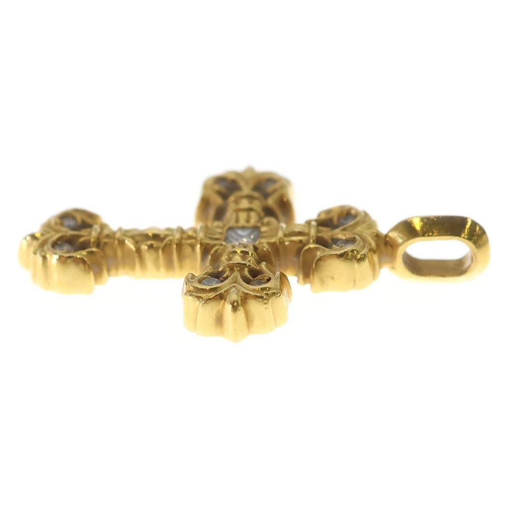 Chrome Hearts 22k Filigree Tiny Dia Cross Aftermarket Diamond Pendant Top Gold — view 3