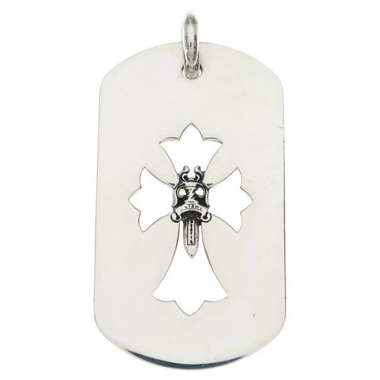 Chrome Hearts Tag Lrg Cross Dagg Cutout Dagger Large Dog Tag Necklace Top