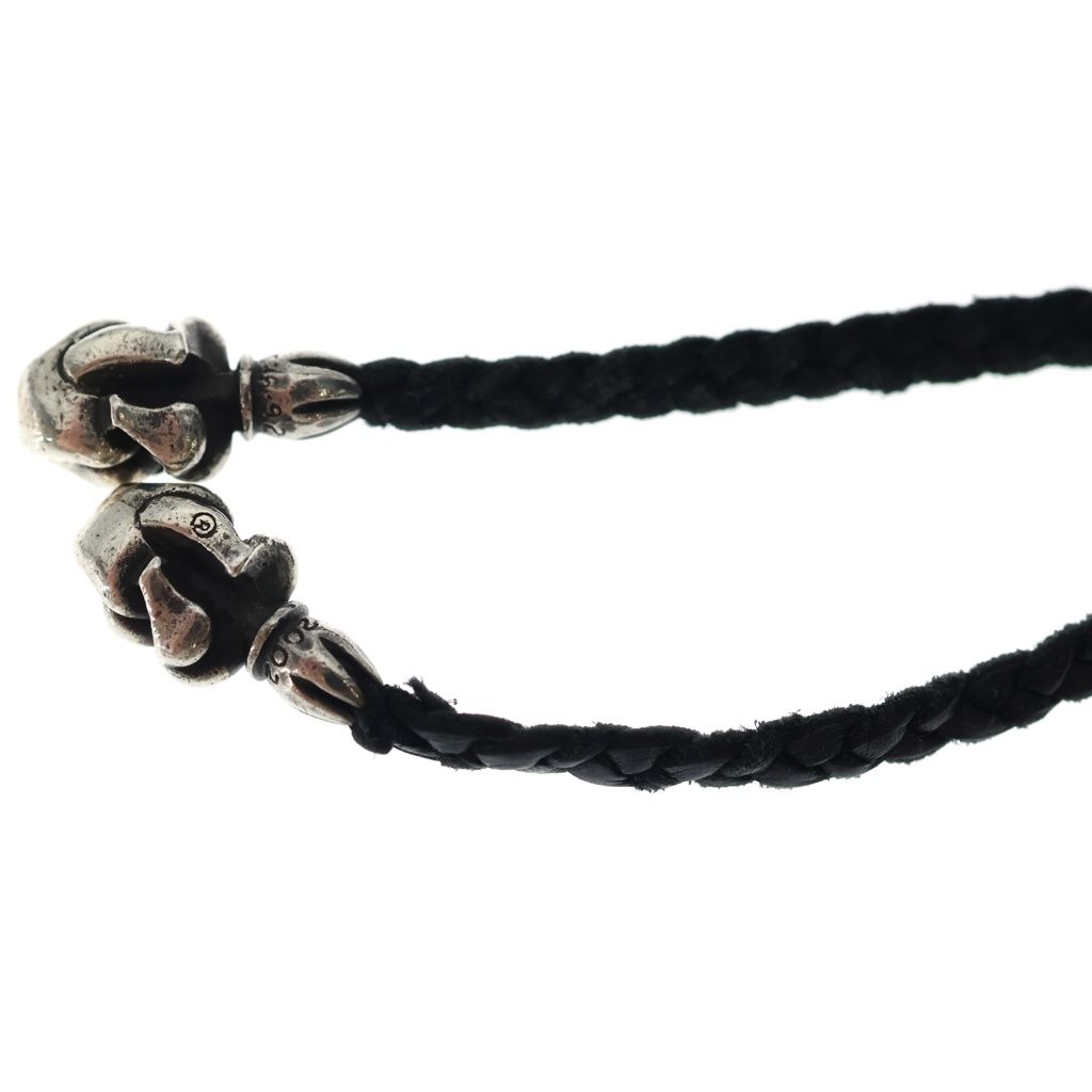 Chrome Hearts Leather Braid Lip and Tan Necklace Black Silver — view 4