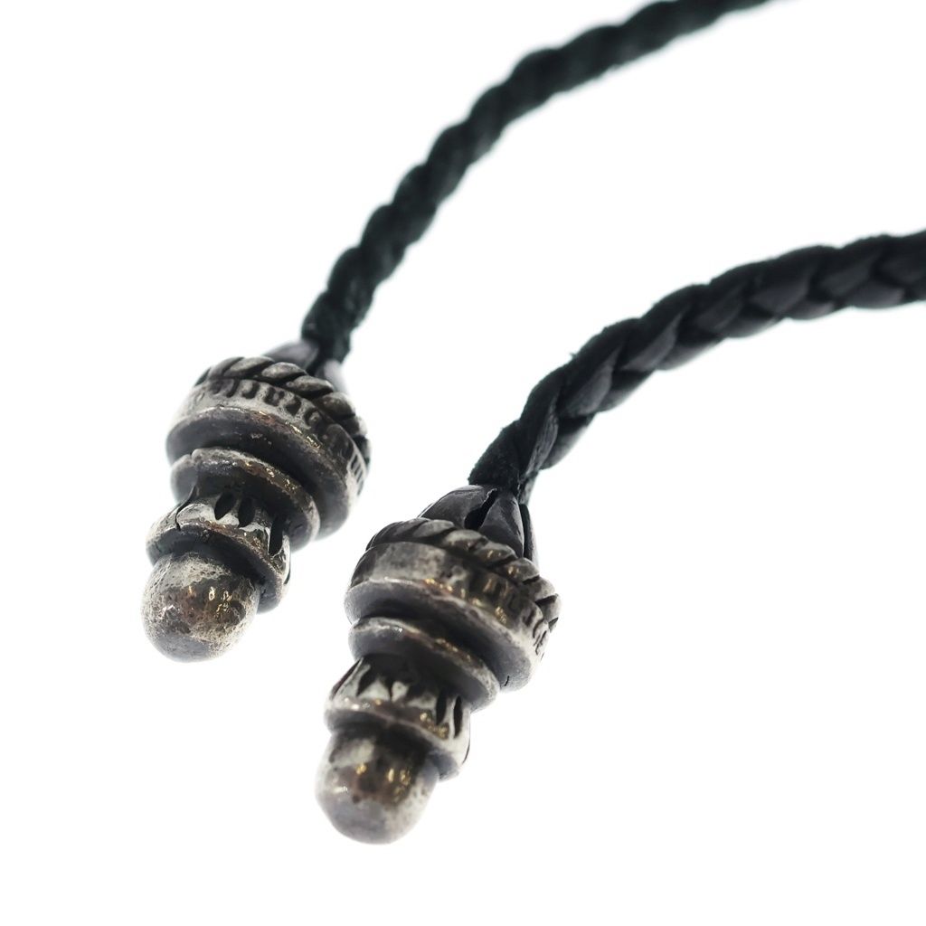 Chrome Hearts Leather Braid Borochip Blade Necklace Black Silver — view 4