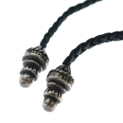 Chrome Hearts Leather Braid Borochip Blade Necklace Black Silver — view 4